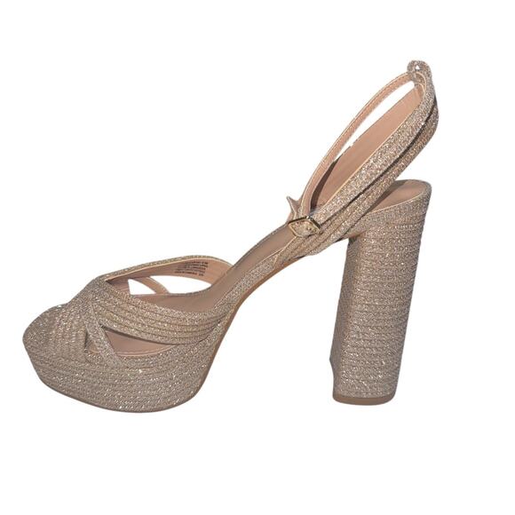 Steve Madden Laurel Women Dress Gold Glitter Ankle Strap Platform sandals SZ/8.5 - Picture 9 of 15